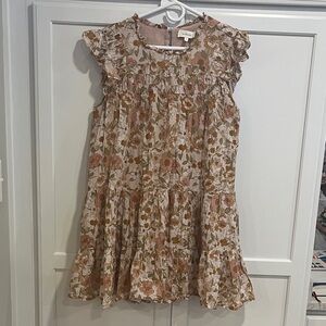 Bohme Floral Ruffle Dress - Brown and Cream